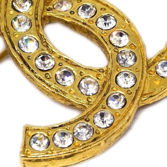 Chanel CC Brooch Pin Gold Rhinestone 164818 - Picture 4 of 4